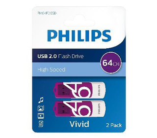 Philips FM64FD05D lecteur USB flash 64 Go USB Type-A 2.0 Violet, Blanc