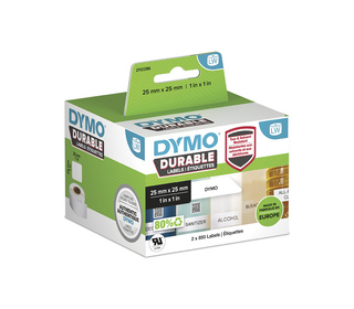 DYMO LW Étiquettes industrielles résistantes | authentique | plastique blanc | 25x25 mm | 2 rouleaux de 850 (lot de 1.700) | pou
