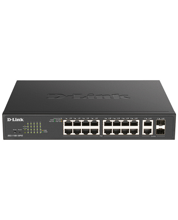 D-Link DGS-1100-18PV2 commutateur réseau Géré L2 Gigabit Ethernet (10/100/1000) Connexion Ethernet, supportant l'alimentation vi