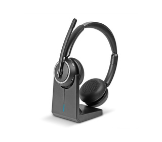 Lindy L118 Casque Sans fil Arceau Bureau/Centre d'appels USB Type-C Bluetooth Socle de chargement Noir