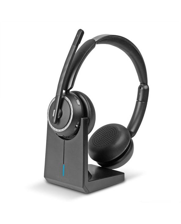 Lindy L118 Casque Sans fil Arceau Bureau/Centre d'appels USB Type-C Bluetooth Socle de chargement Noir