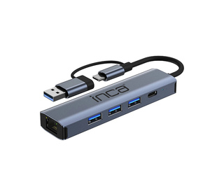 Inca IUTP-5T hub & concentrateur USB Type-C 1000 Mbit/s Gris