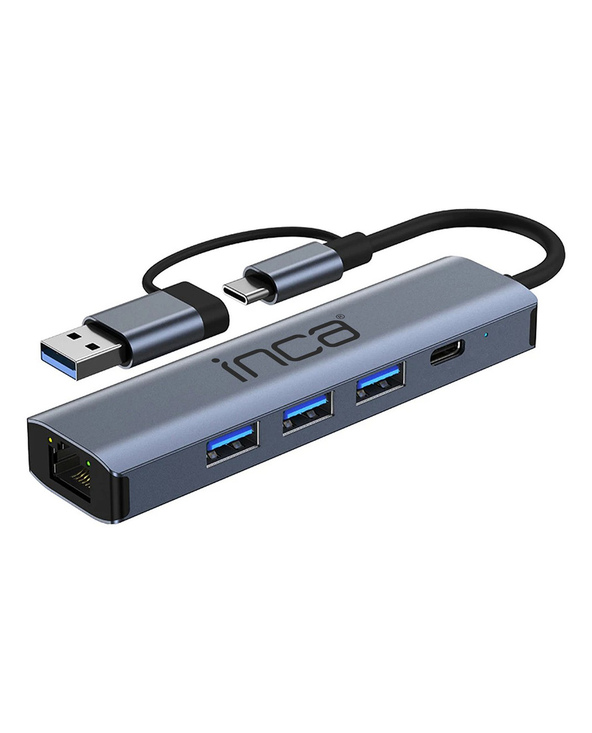 Inca IUTP-5T hub & concentrateur USB Type-C 1000 Mbit/s Gris