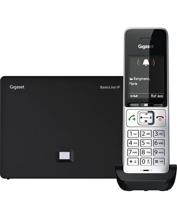 Gigaset BasicLine IP + COMFORT 500HX Téléphone DECT Identification de l'appelant Noir, Argent