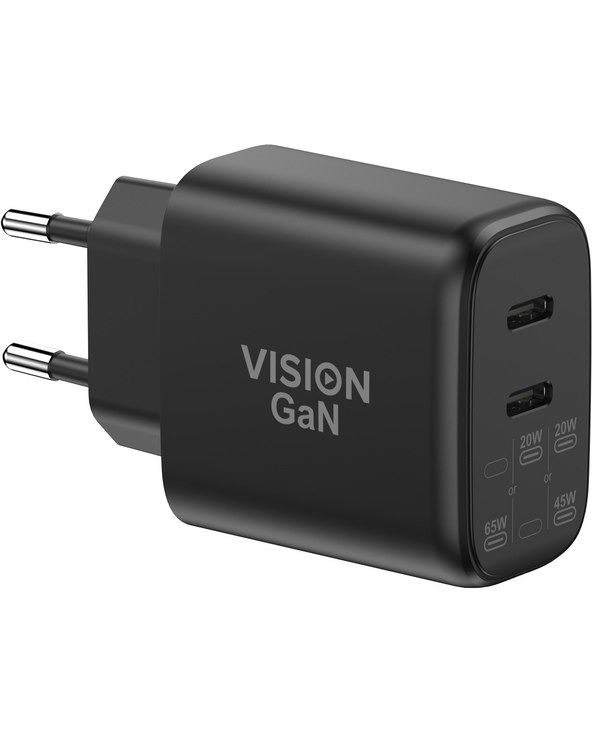 Vision TC-PUSBCEU/65 chargeur d'appareils mobiles Universel Noir Secteur Charge rapide Intérieure