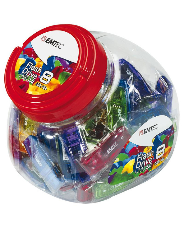 Emtec C410 Color Mix - Candy Jar 2.0 lecteur USB flash 8 Go USB Type-A Bleu, Vert, Violet, Rouge, Jaune