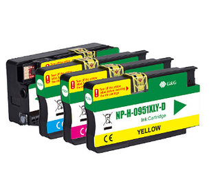 G&G NP-H-0950XLBK(PG)/951XLCMY cartouche d'encre 4 pièce(s) Compatible Noir, Cyan, Magenta, Jaune