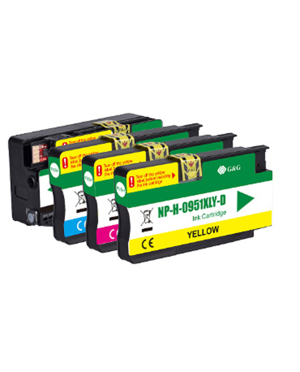 G&G NP-H-0950XLBK(PG)/951XLCMY cartouche d'encre 4 pièce(s) Compatible Noir, Cyan, Magenta, Jaune