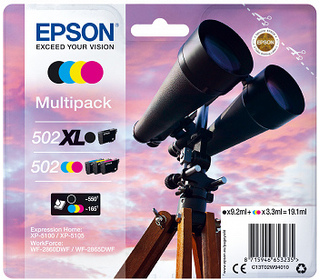Epson 502 XL cartouche d'encre 4 pièce(s) Original Rendement élevé (XL) Noir, Bleu, Magenta, Jaune