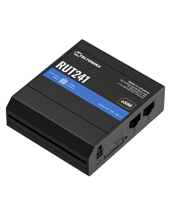 Teltonika RUT241 eSIM | Industrieller 4G-LTE-Router | Cat 4, 2x RJ45 100Mb/s, eSIM Routeur de réseau cellulaire