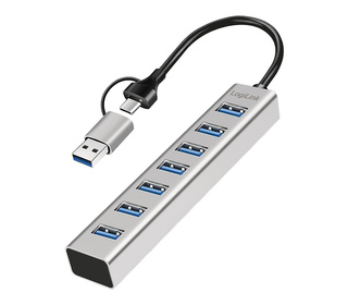 LogiLink UA0441 hub & concentrateur USB 3.2 Gen 1 (3.1 Gen 1) Type-A + Type-C 5000 Mbit/s Gris