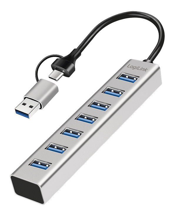 LogiLink UA0441 hub & concentrateur USB 3.2 Gen 1 (3.1 Gen 1) Type-A + Type-C 5000 Mbit/s Gris