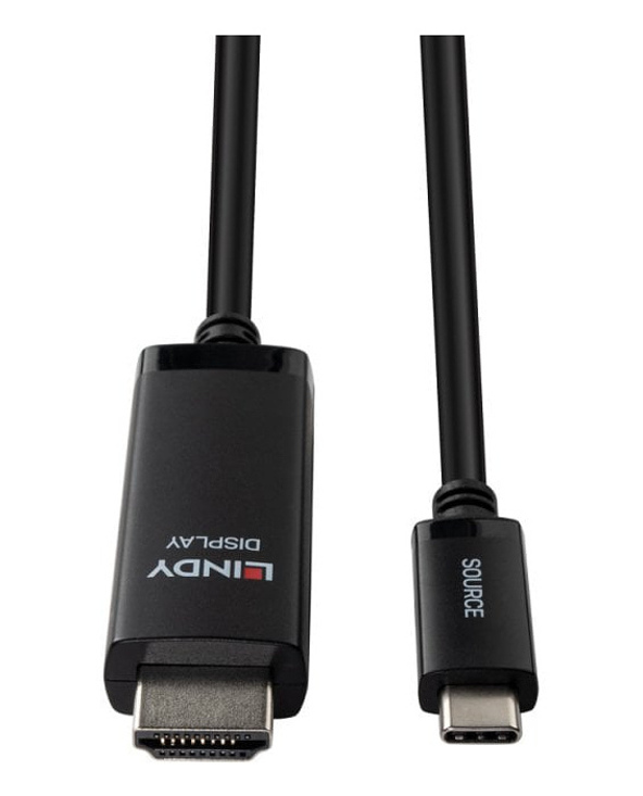 Lindy 43433 câble vidéo et adaptateur 1 m USB Type-C HDMI Noir