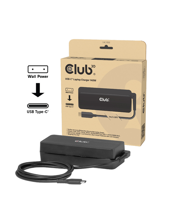 CLUB3D Chargeur USB-C pour ordinateur portable 140 W
