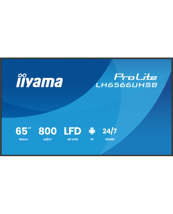 iiyama LH6566UHSB-B1AG Écran d'affichage dynamique Écran plat de signalisation numérique 165,1 cm (65") LCD Wifi 800 cd/m² 4K Ul