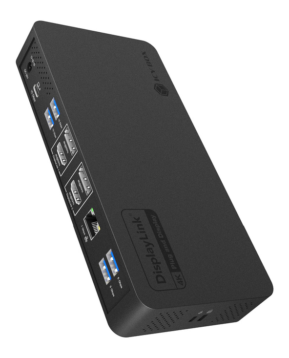 ICY BOX IB-DK2255AC Avec fil USB 3.2 Gen 2 (3.1 Gen 2) Type-C Noir