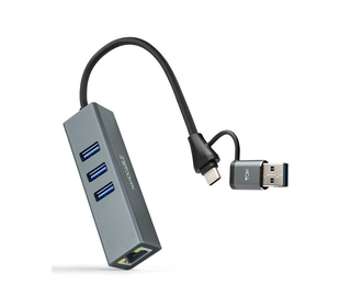 Nanocable Convertisseur USB-C+USB-A/M 3.0 vers Ethernet + 3xUSB-A 3.0