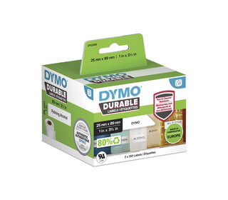 DYMO LW Étiquettes industrielles résistantes | authentique | plastique blanc | 25x89 mm | 2 rouleaux de 350 (lot de 700) | pour 