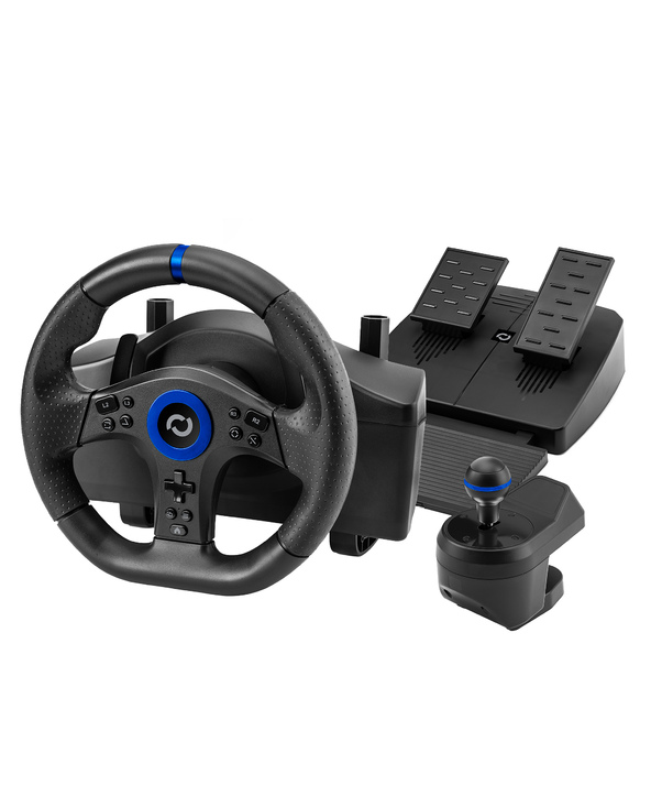 Blade BL7002 accessoire de jeux vidéo Noir, Bleu USB Volant + pédales + levier de vitesse PC, PlayStation 5