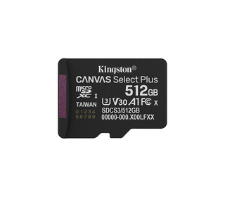 Kingston Technology 512GB micSDXC Canvas Select Plus Gen3 150R A1 (Adaptateur SD non inclus)