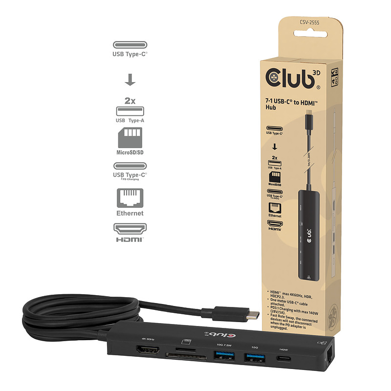CLUB3D Hub USB-C vers HDMI 7-1
