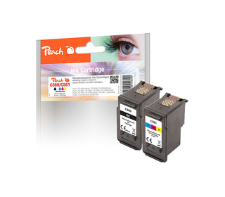 Peach 321029 cartouche d'encre 2 pièce(s) Compatible Rendement standard Noir, Cyan, Magenta, Jaune