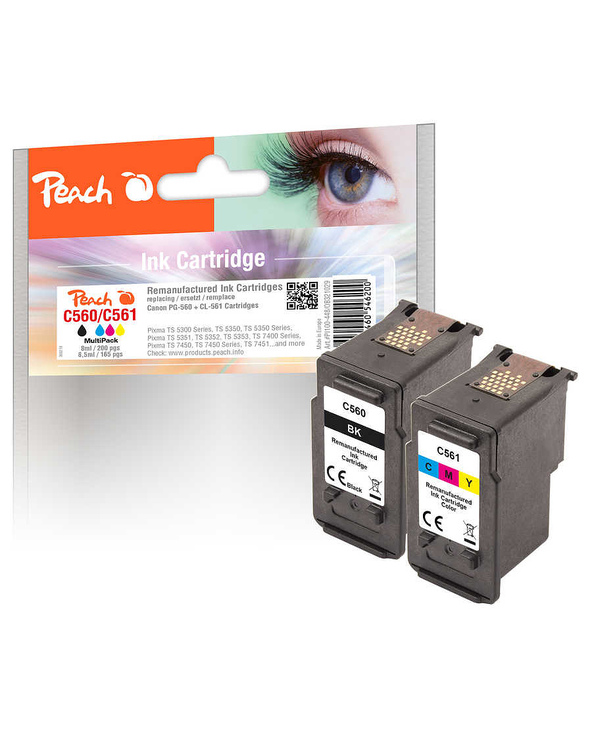 Peach 321029 cartouche d'encre 2 pièce(s) Compatible Rendement standard Noir, Cyan, Magenta, Jaune
