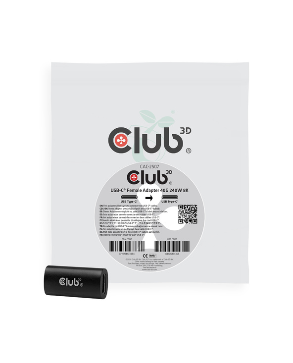 CLUB3D Adaptateur USB-C femelle 40G, 240 W, 8K/60 Hz