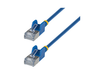 StarTech.com Câble Ethernet CAT6a Ultrafin Bleu de 2m, Sans Accroc, FTP, Fil de Cuivre Nu Pur, Cordon Patch Réseau RJ45 fin 34AW