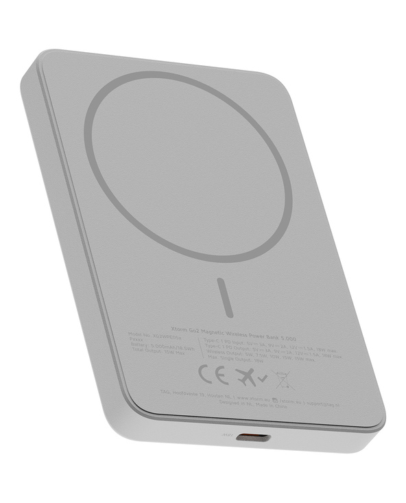 Xtorm XG2WPE057 banque d'alimentation électrique Lithium Polymère (LiPo) 5000 mAh Recharge sans fil Blanc