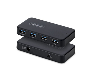 StarTech.com Hub USB-A à 4 Ports, 5 Gbps, Auto-Alimenté, Câble Hôte USB-C et USB-A 2 en 1, 1 Port de Chargement BC 1.2, Adaptate
