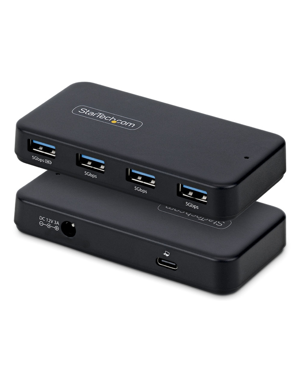 StarTech.com Hub USB-A à 4 Ports, 5 Gbps, Auto-Alimenté, Câble Hôte USB-C et USB-A 2 en 1, 1 Port de Chargement BC 1.2, Adaptate