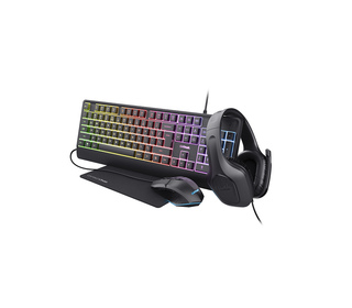 Trust GXT 792 QUADROX clavier Souris incluse Gaming USB Français Noir