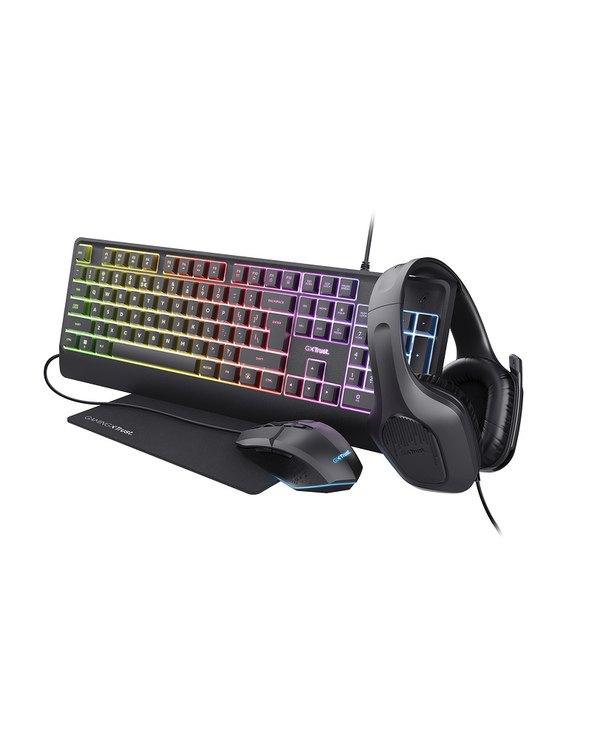 Trust GXT 792 QUADROX clavier Souris incluse Gaming USB Français Noir