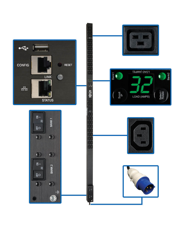 Tripp Lite PDUMNV32HV2LX unité de distribution d'énergie 42 sortie(s) CA 0U Noir