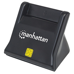 Manhattan Lecteur de cartes à puce/SIM USB-A, 480 Mbps (USB 2.0), design vertical de bureau, fente d’insertion à friction, câble