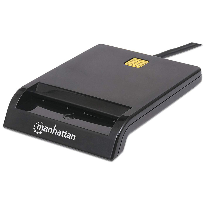 Manhattan Lecteur de cartes à puce à contact USB-A, 12 Mbps, fente d’insertion à friction, externe, compatible Windows ou Mac, c
