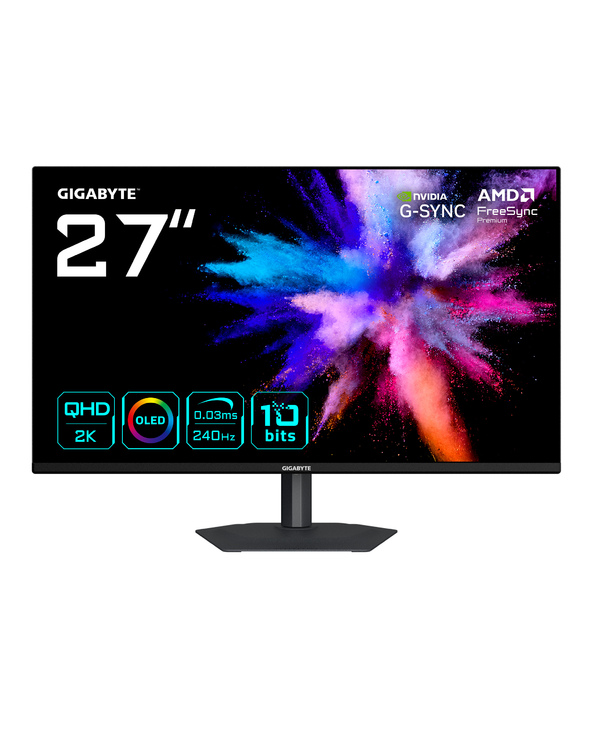 GIGABYTE GO27Q24A MONITEUR GAMING OLED 27” 2K QHD - 2560 X 1440, 240HZ, 0.03MS, 400 CD/M², FREESYNC PREMIUM, G-SYNC COMPATIBLE, 