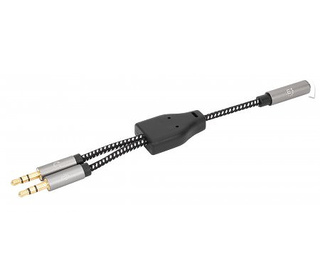 Manhattan 356121 câble audio 0,15 m 3,5mm 2x3.5mm Noir, Argent