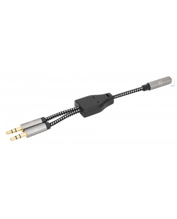 Manhattan 356121 câble audio 0,15 m 3,5mm 2x3.5mm Noir, Argent