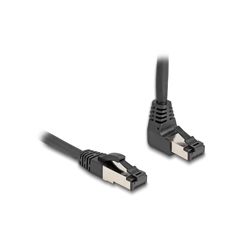 DeLOCK RJ45 câble de réseau Cat.8.1 S/FTP, coudé 90° haut / droit 1 m, noir