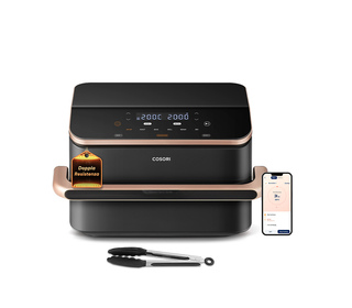 Cosori Dual Blaze Twinfry Chef Edition Double 10 L Autonome 2800 W Friteuse d’air chaud Gris foncé, Or rose