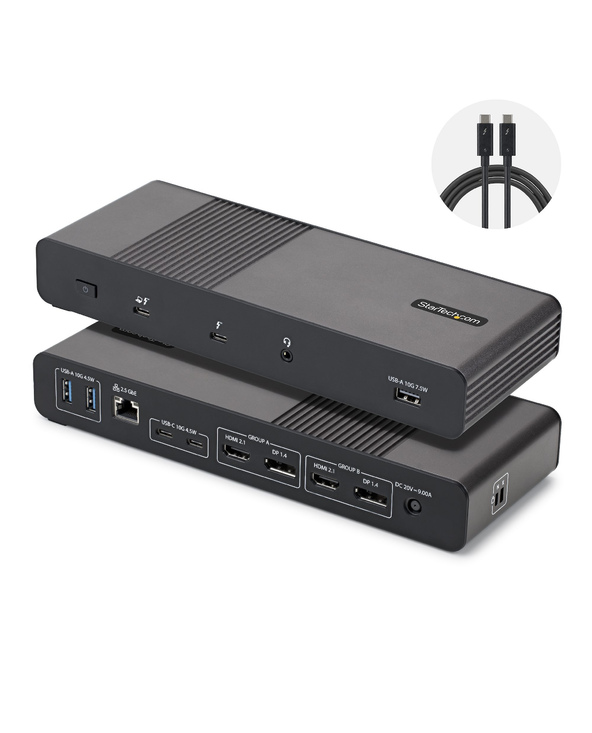 StarTech.com 206UE-TB5USB4DOCK station d'accueil Avec fil Thunderbolt 5 Noir, Gris