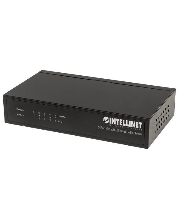 Intellinet Commutateur réseau (switch) Gigabit Ethernet PoE+ 5 ports, 4 ports PSE, compatible IEEE 802.3at/af, budget PoE 60W, f