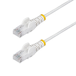 StarTech.com Câble Ethernet CAT6 Blanc Fin de 1,5m, Sans Accroc, 100W PoE, UTP, LSZH, Fil de Cuivre Pur 28AWG, Cordon Patch Rése