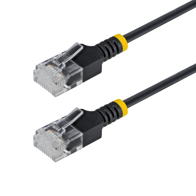 StarTech.com Câble Ethernet CAT6a Ultrafin Noir de 3m, FTP, Fil de Cuivre Nu Pur, Cordon Patch Réseau RJ45 fin 34AWG, Testé par 