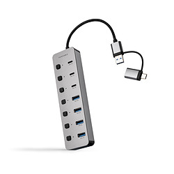 Nanocable 10.16.4510 hub & concentrateur USB 3.2 Gen 1 (3.1 Gen 1) Type-A + Type-C 5000 Mbit/s Argent