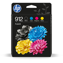 HP 912 Pack de 4 cartouches d'encre Noir/Cyan/Magenta/Jaune authentiques