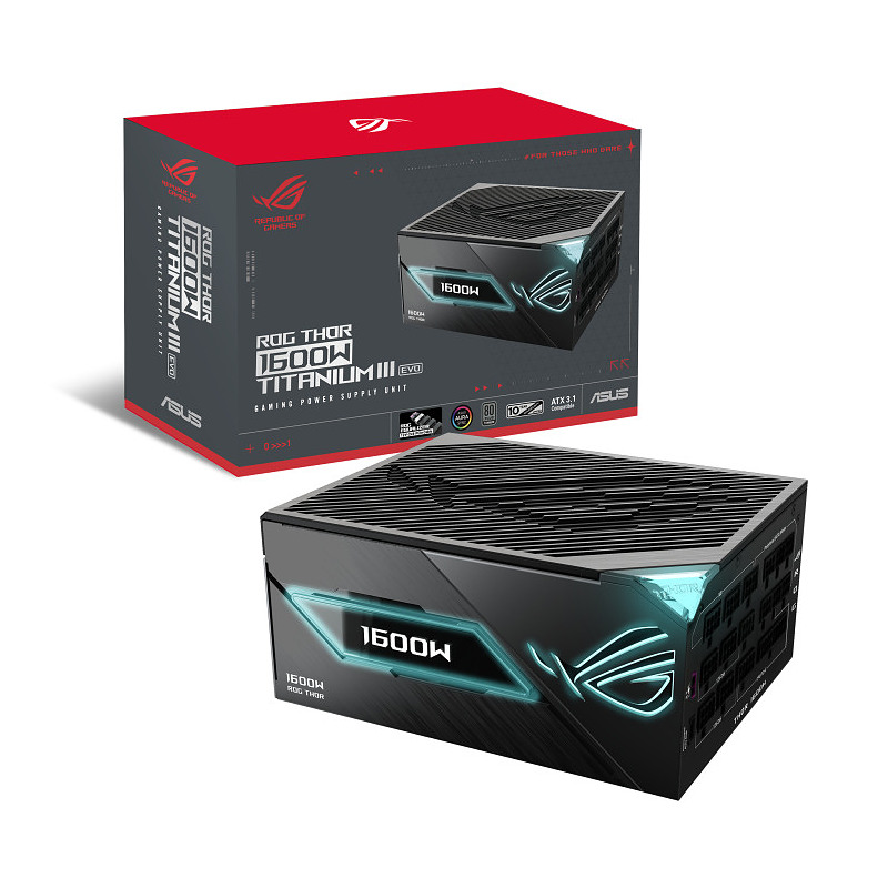 ASUS ROG THOR ROG-THOR-1600T3-GAMING-EVO 1600 W ATX 80 PLUS Titanium Entièrement modulaire PC