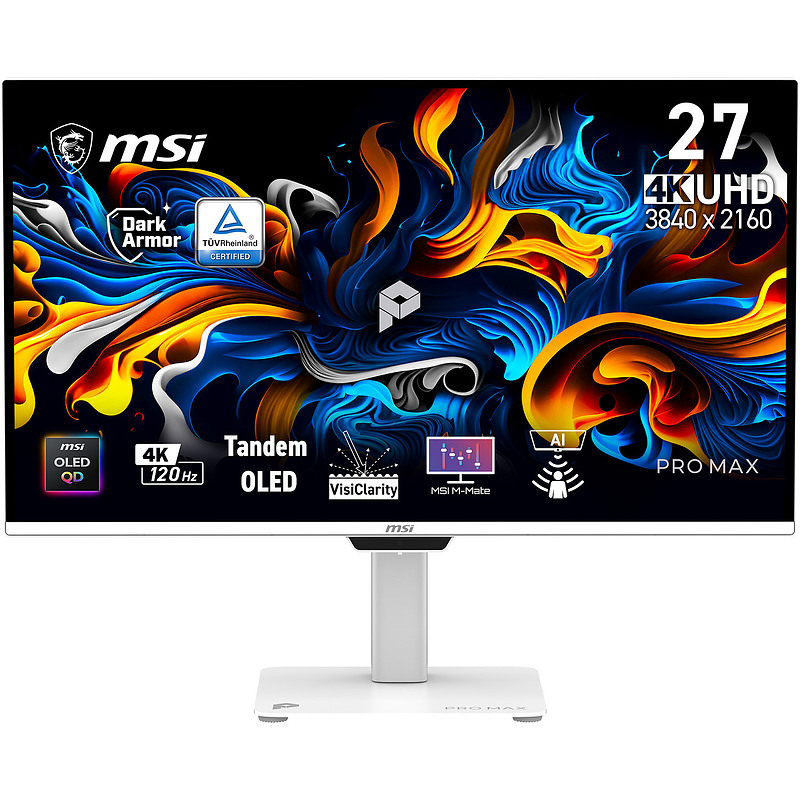 MSI Pro MAX 271UPXW12G 26.5" QD-OLED Full HD Ultra large 0,03 ms Blanc